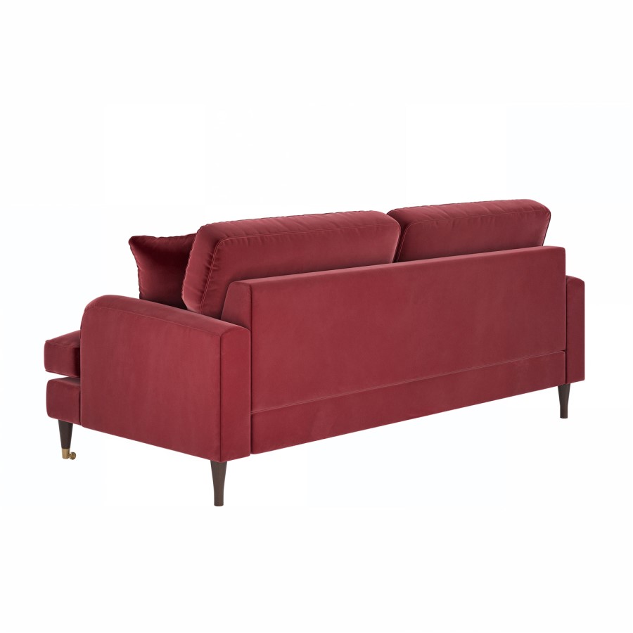 ALMOST PERFECT - Payton Claret Velvet 3 Seater Sofa