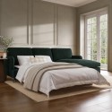 SOF225 Dark Green Velvet Right Hand 4 Seater Chaise Corner Sofa Bed - Payton