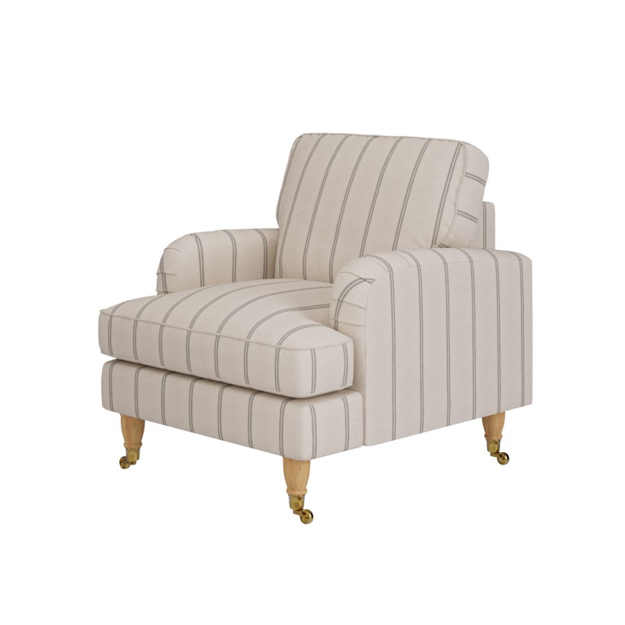 Cream Chenille Grey Striped Armchair - Payton