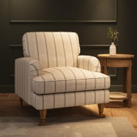 Cream Chenille Grey Striped Armchair - Payton