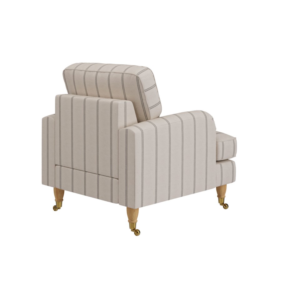 Cream Chenille Grey Striped Armchair - Payton