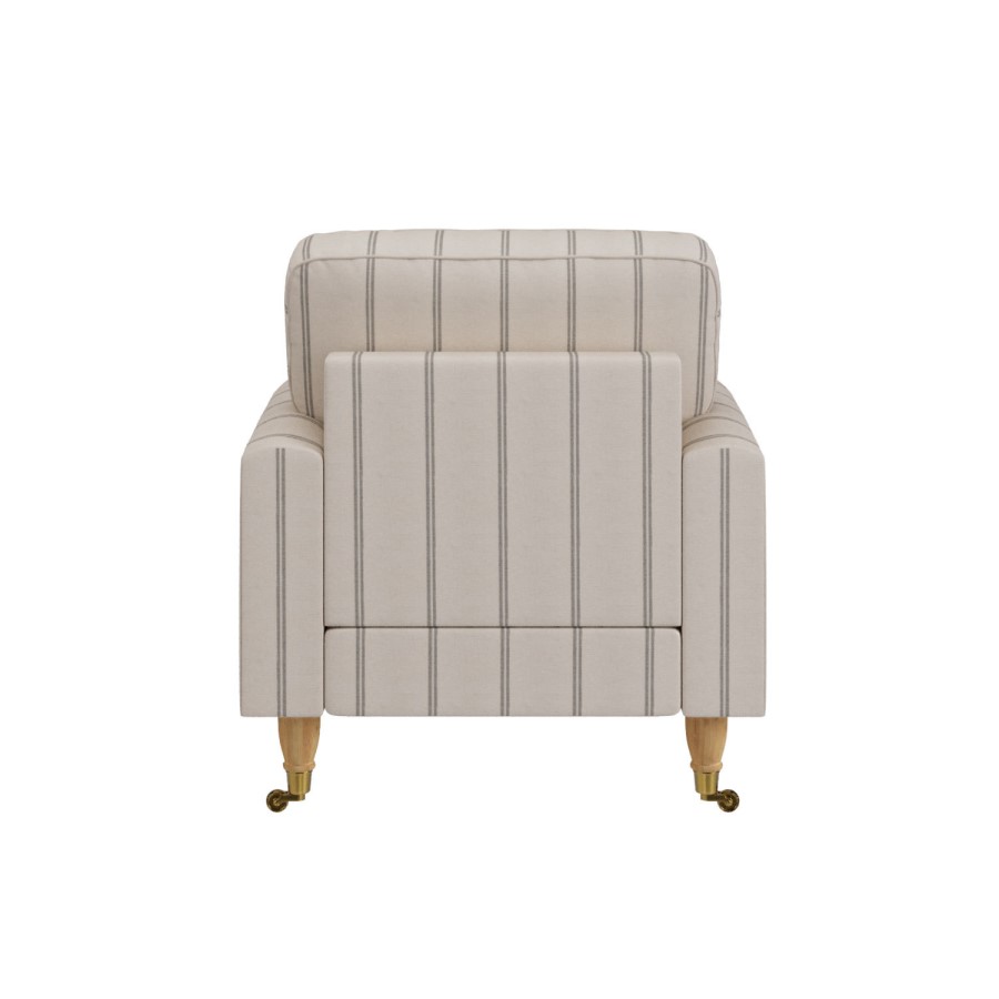 Cream Chenille Grey Striped Armchair - Payton