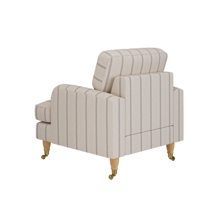 Cream Chenille Grey Striped Armchair - Payton