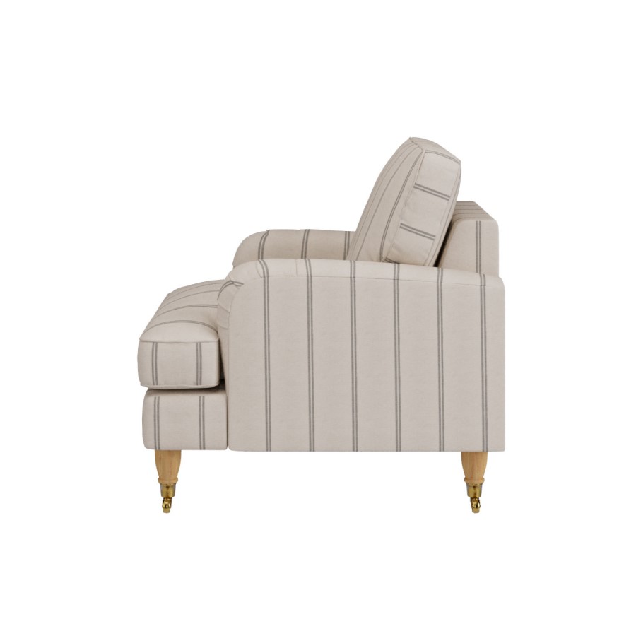 Cream Chenille Grey Striped Armchair - Payton