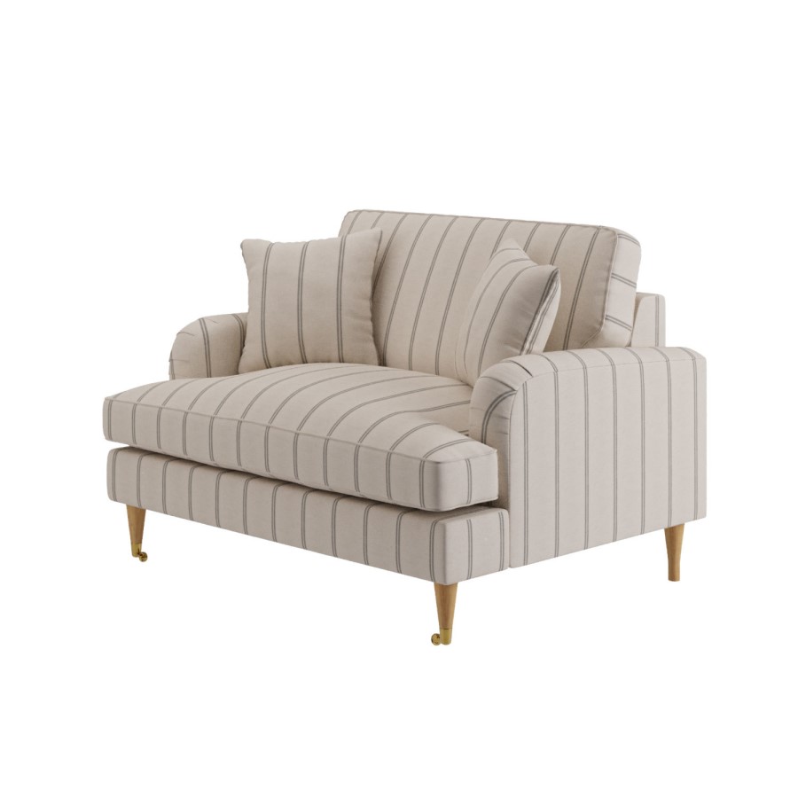 Cream Chenille Grey Striped Love Seat – Payton 