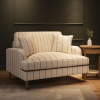 Cream Chenille Grey Striped Love Seat – Payton 