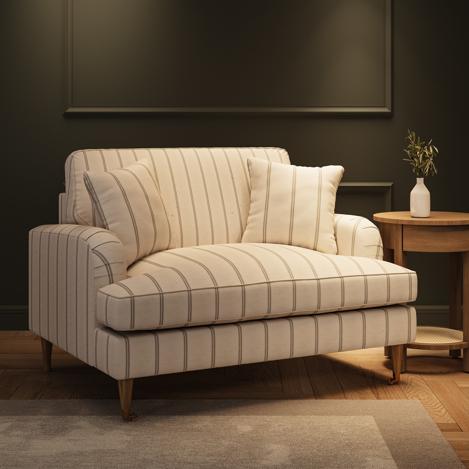 Payton Cream Chenille Grey Striped Love Seat