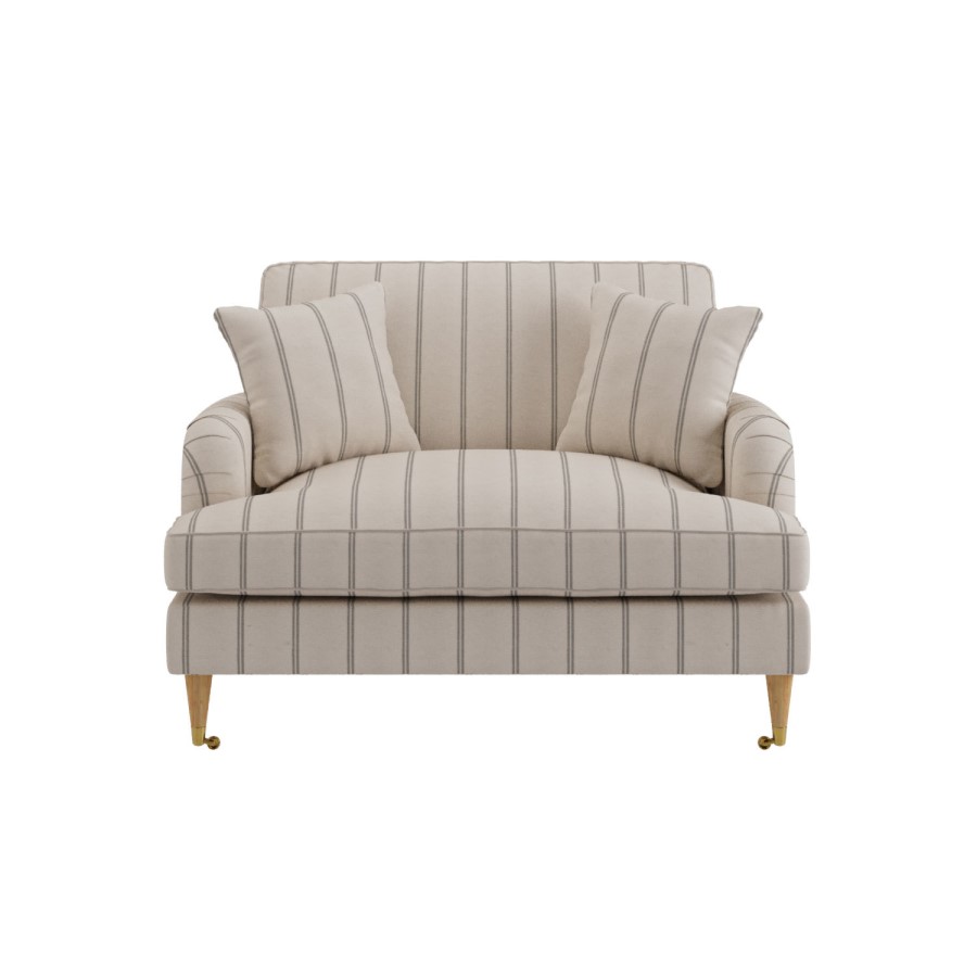Cream Chenille Grey Striped Love Seat – Payton 