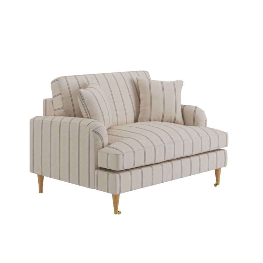 Cream Chenille Grey Striped Love Seat – Payton 