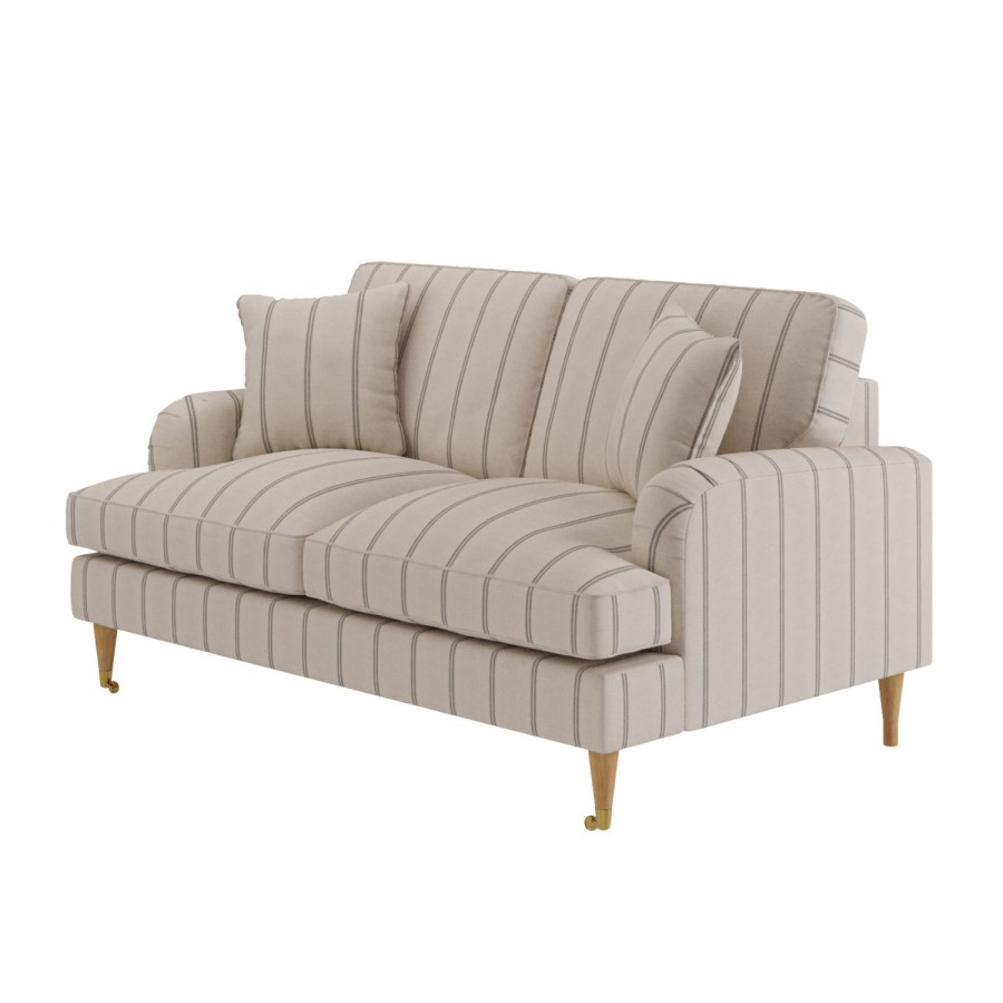 Cream Chenille Grey Striped 2 Seater Sofa - Payton