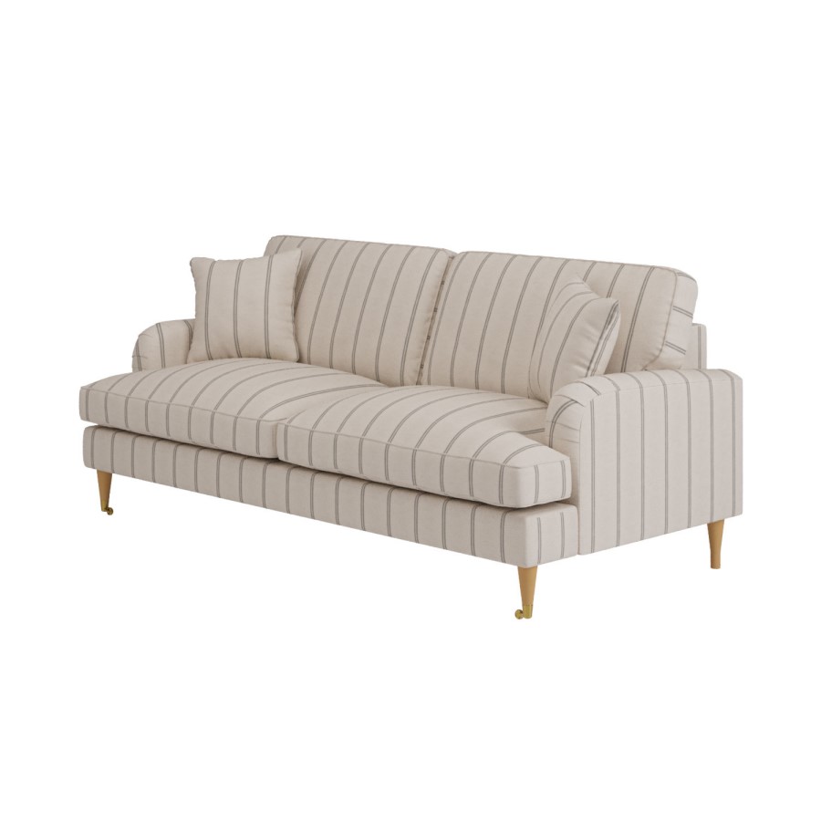Cream Chenille Grey Striped 3 Seater Sofa - Payton