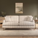 SOF232 Cream Chenille Grey Striped 3 Seater Sofa - Payton