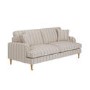 Cream Chenille Grey Striped 3 Seater Sofa - Payton
