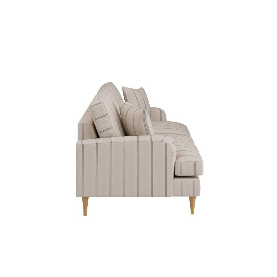 Cream Chenille Grey Striped 3 Seater Sofa - Payton