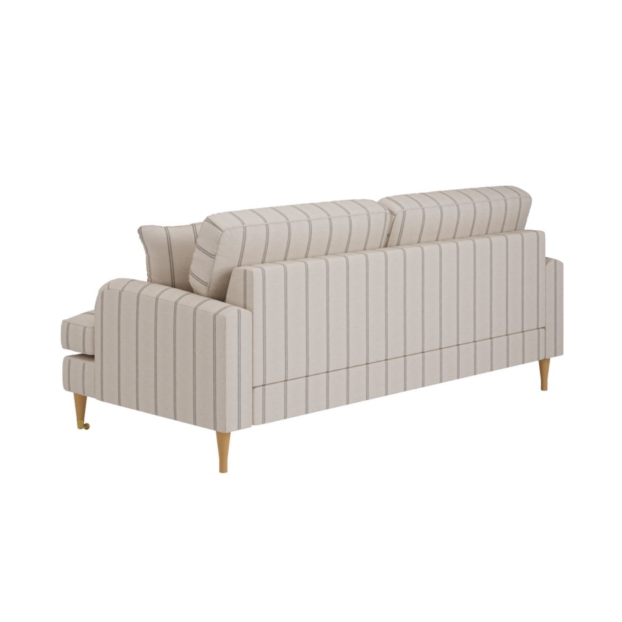 Cream Chenille Grey Striped 3 Seater Sofa - Payton