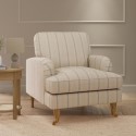 SOF233 Cream Chenille Blue Striped Armchair - Payton