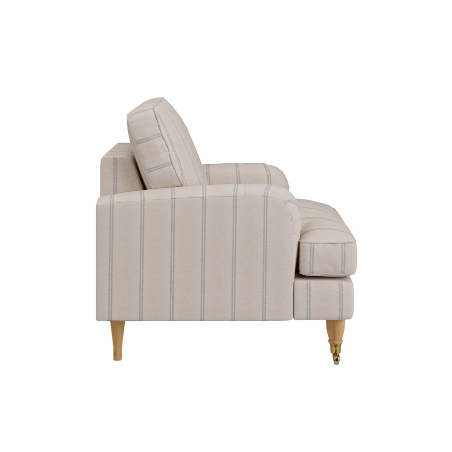 Cream Chenille Blue Striped Armchair - Payton