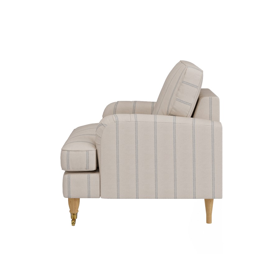 Cream Chenille Blue Striped Armchair - Payton
