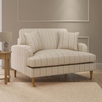 Cream Chenille Blue Striped Love Seat – Payton 
