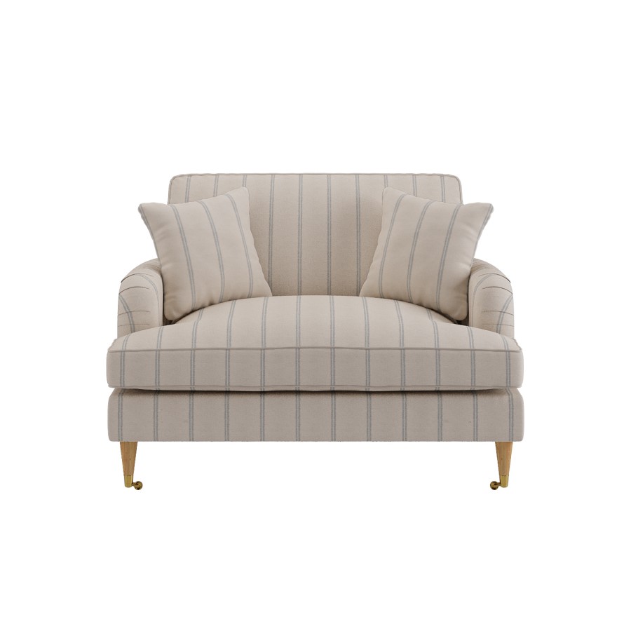 Cream Chenille Blue Striped Love Seat – Payton 