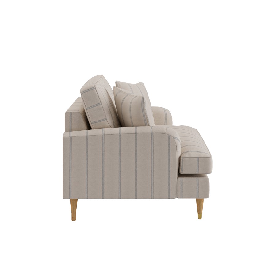Cream Chenille Blue Striped Love Seat – Payton 