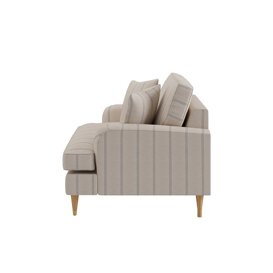 Cream Chenille Blue Striped Love Seat – Payton 