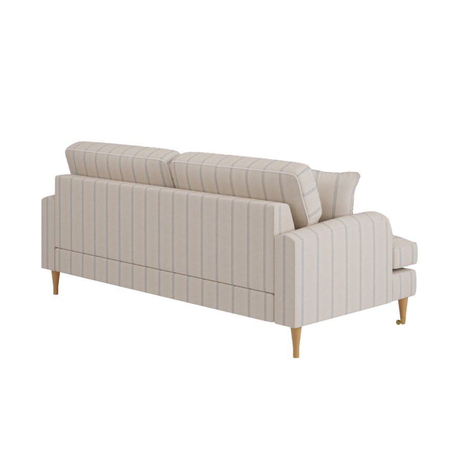 Cream Chenille Blue Striped 3 Seater Sofa - Payton