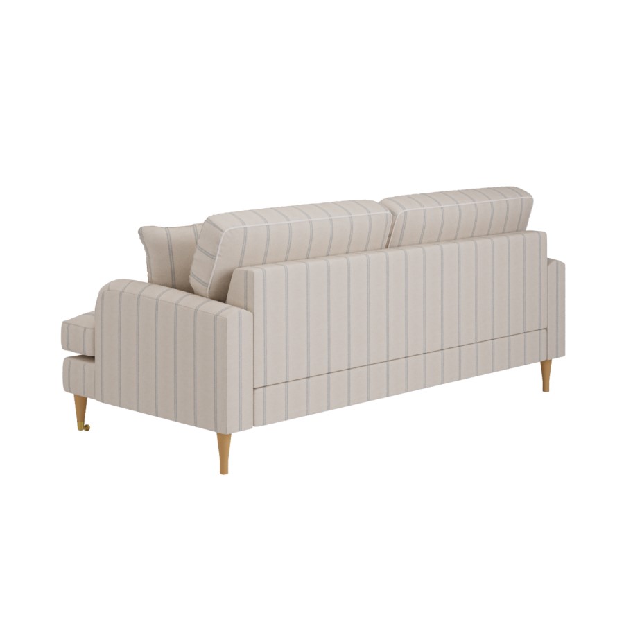 Cream Chenille Blue Striped 3 Seater Sofa - Payton