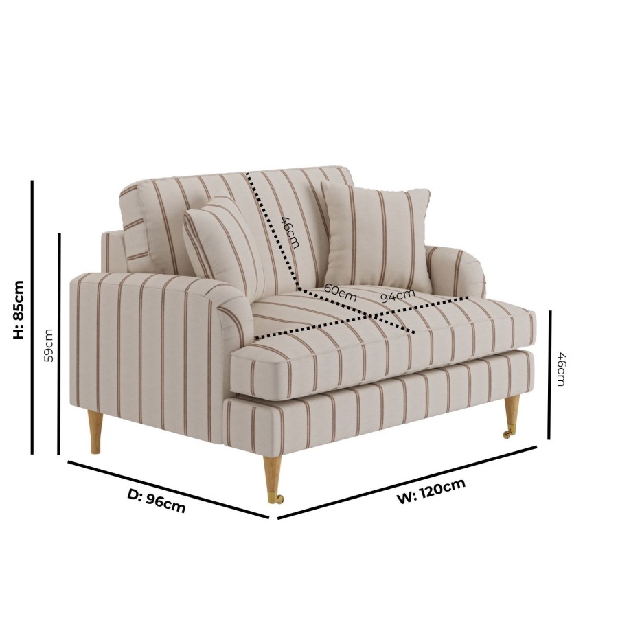 Cream Chenille Burnt Orange Striped Love Seat – Payton