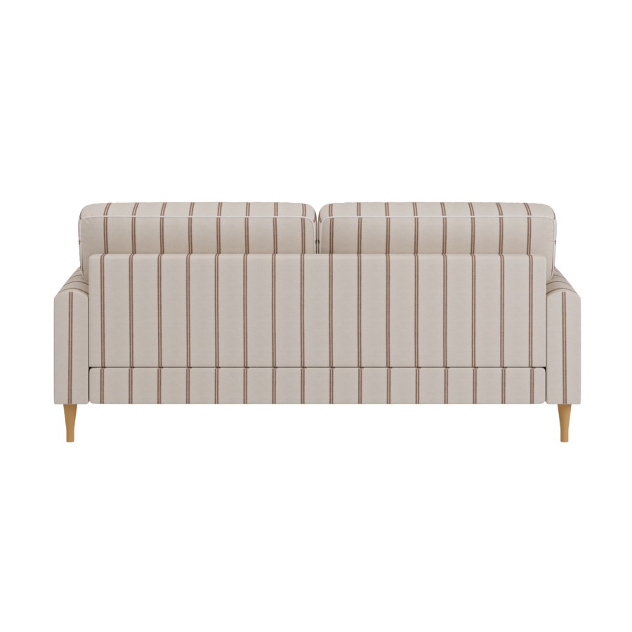 Cream Chenille Burnt Orange Striped 3 Seater Sofa - Payton