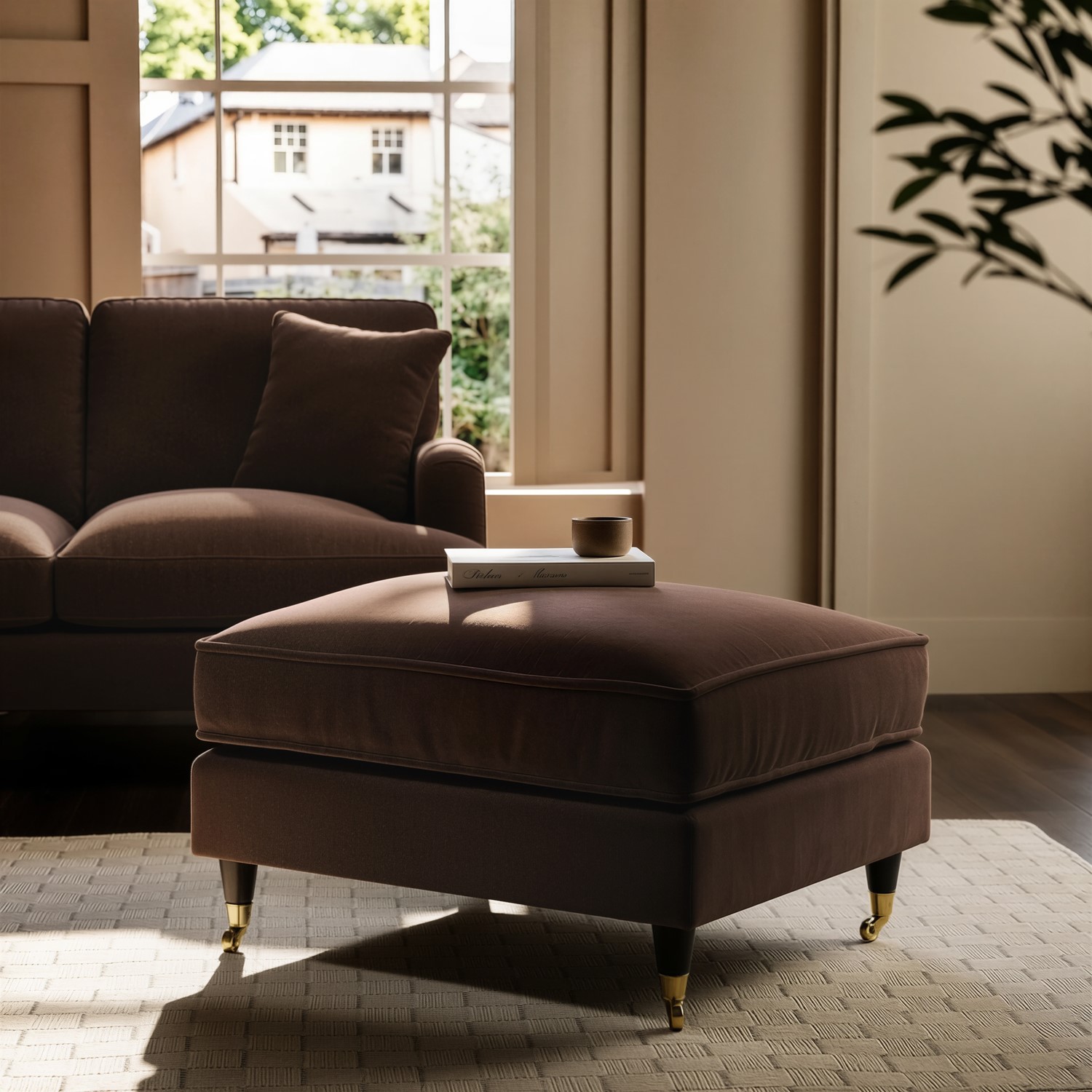 Payton Brown Chenille Footstool