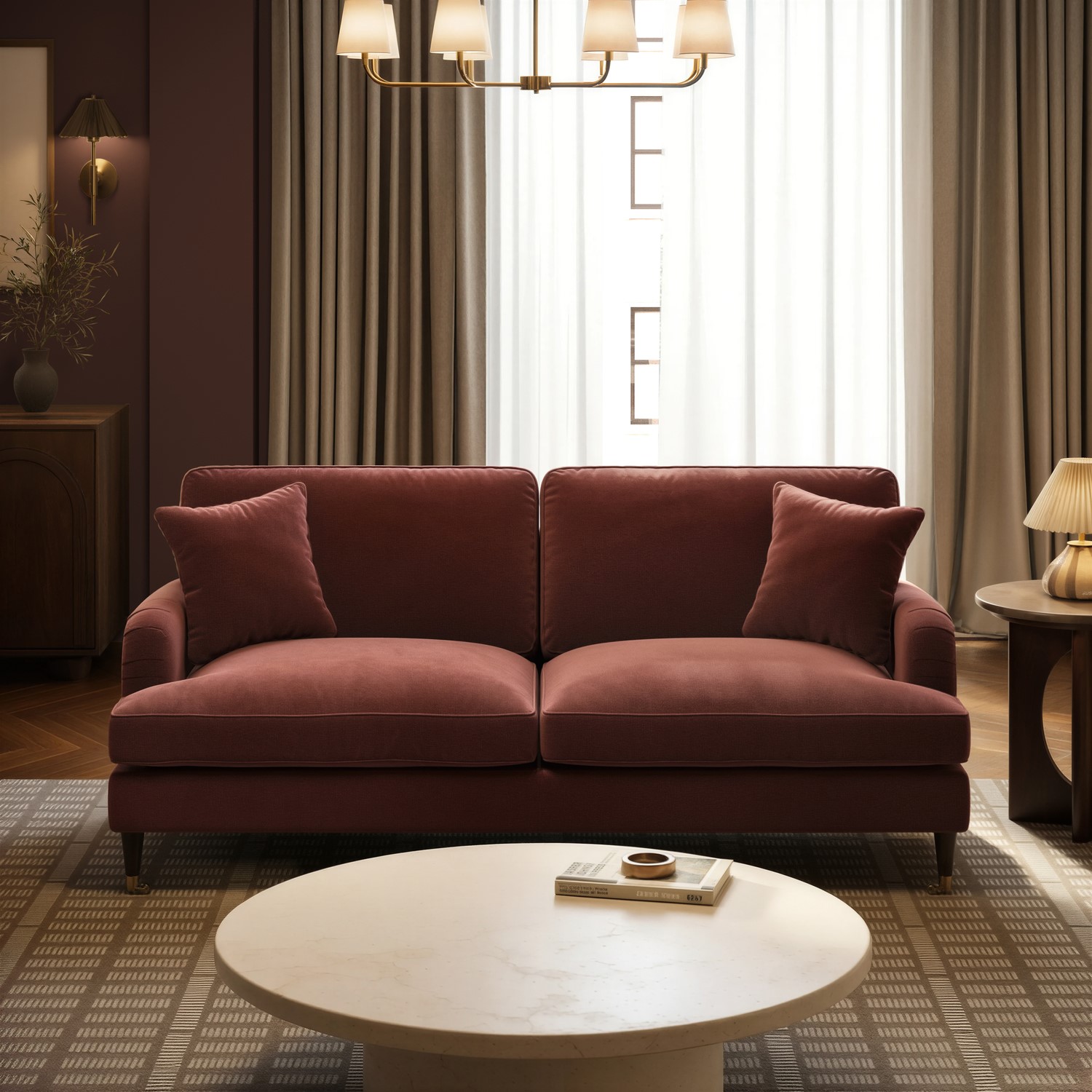 Merlot Chenille 3 Seater Sofa