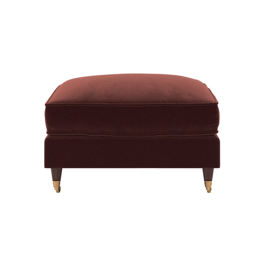 Merlot Red Chenille Footstool - Payton