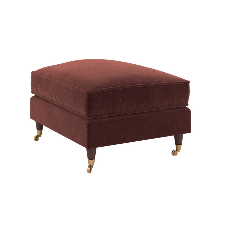 Merlot Red Chenille Footstool - Payton