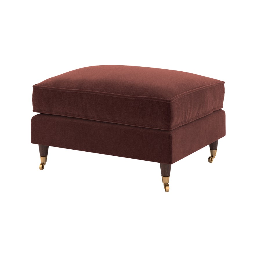 Merlot Red Chenille Footstool - Payton