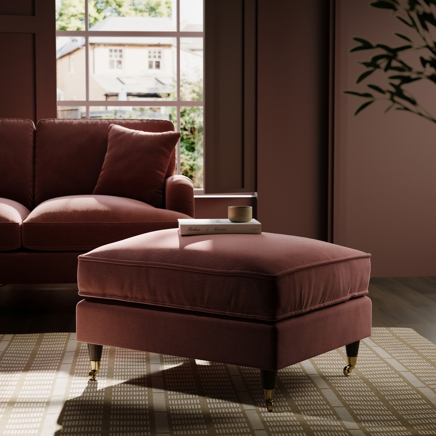 Merlot Chenille Footstool