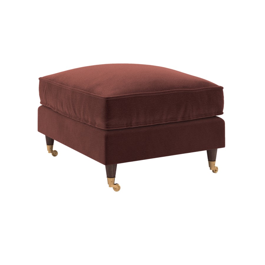 Merlot Red Chenille Footstool - Payton