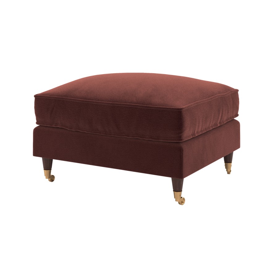 Merlot Red Chenille Footstool - Payton