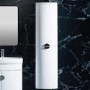 White Wall Mounted Tall Bathroom Cabinet 320mm - Elm