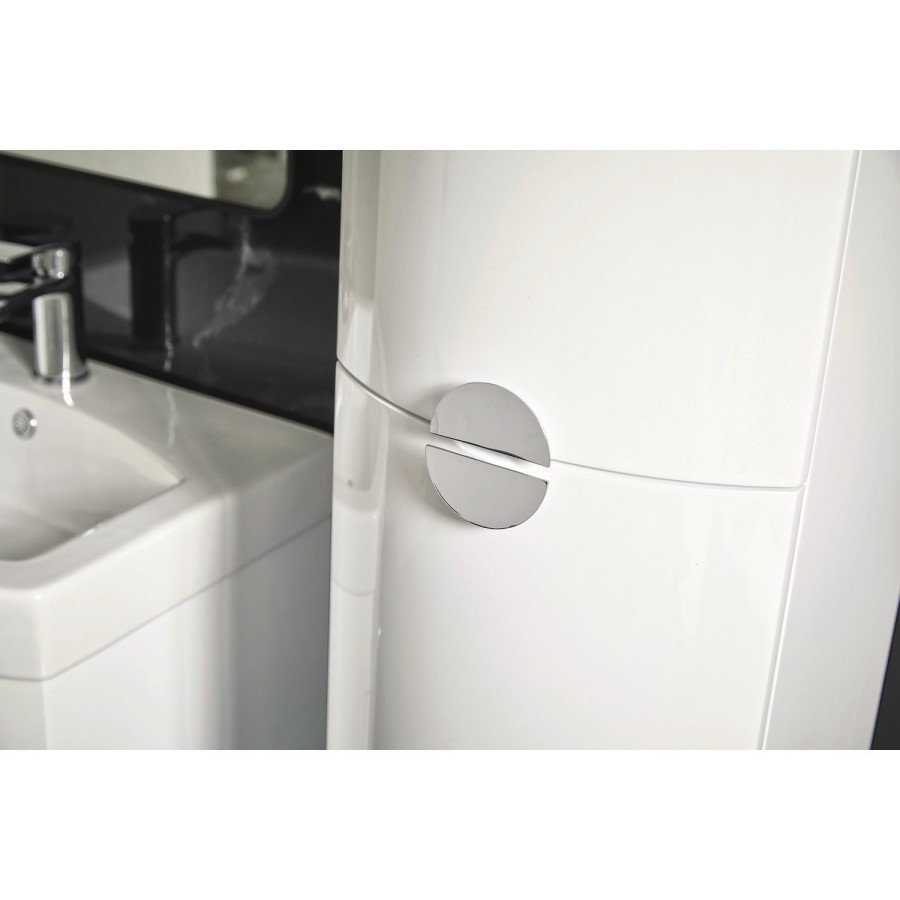White Wall Mounted Tall Bathroom Cabinet 320mm - Elm