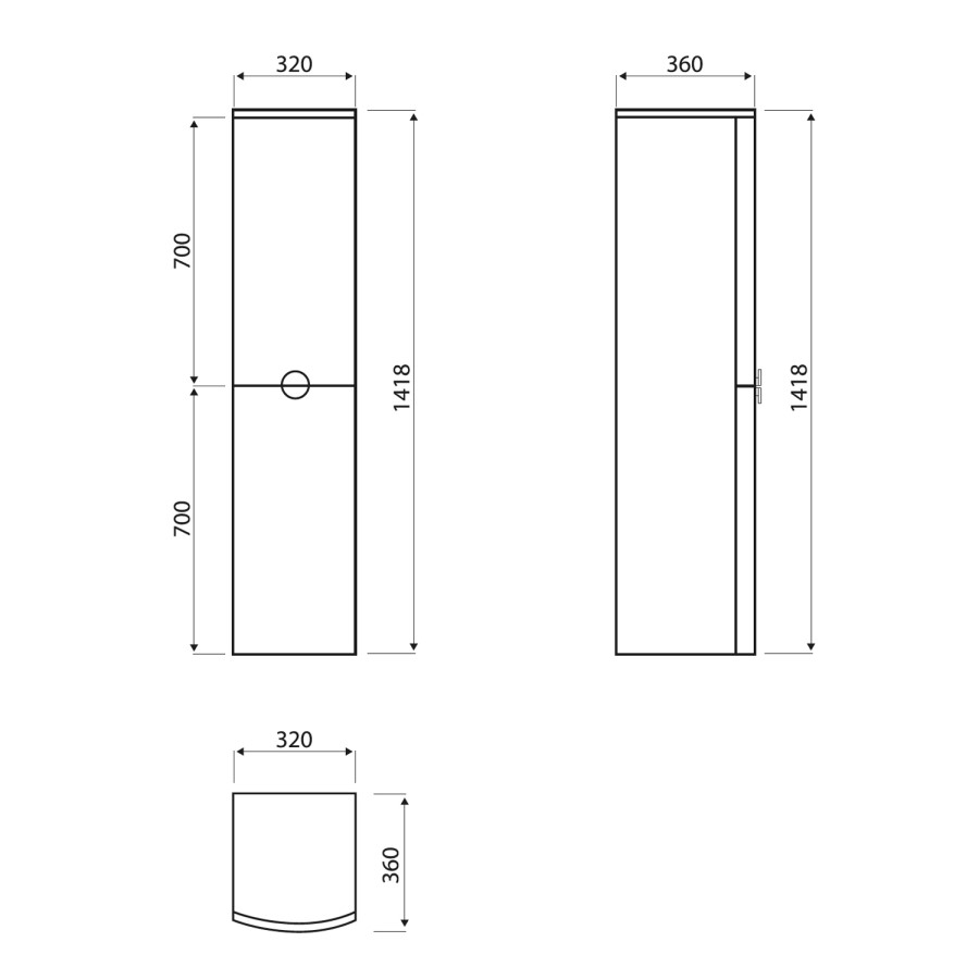White Wall Mounted Tall Bathroom Cabinet 320mm - Elm