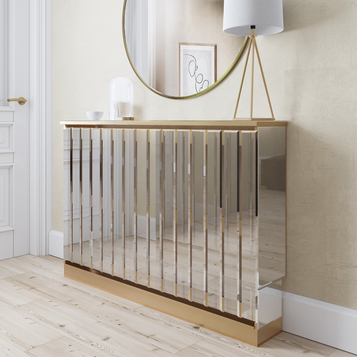 ONLY OPENED - Sophia Regular Mirrored Radiator Cover with Gold Detail ...