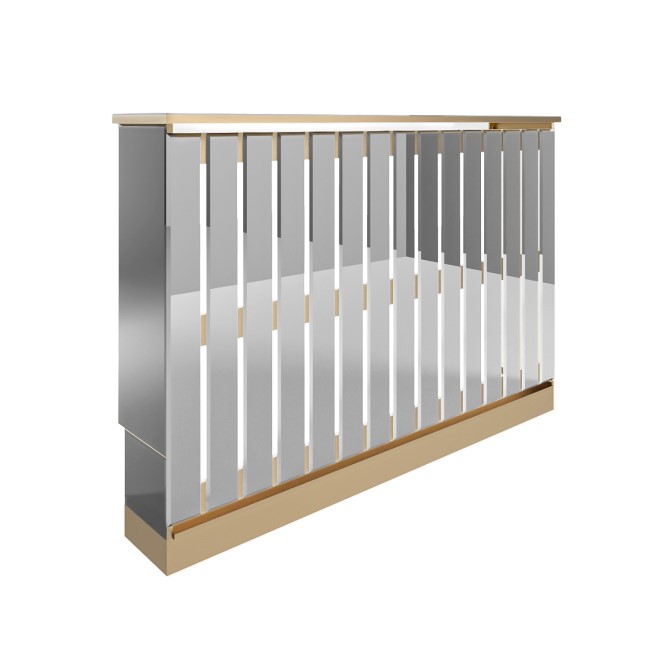 Narrow Mirrored Radiator Cover with Gold Detail - 124cm - Sophia