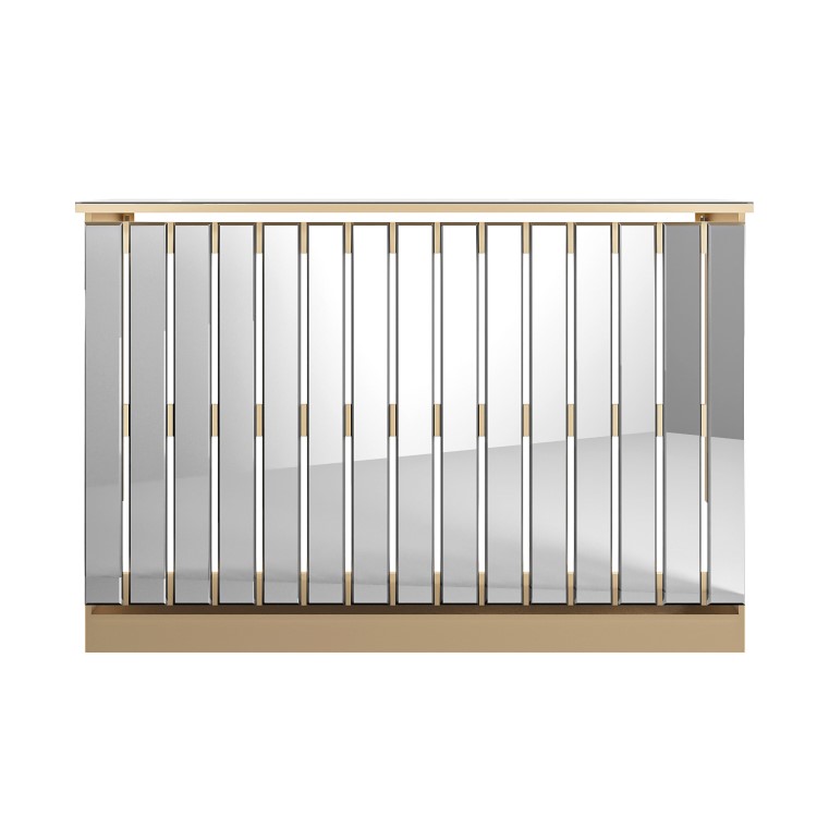 ALMOST PERFECT - Narrow Mirrored Radiator Cover with Gold Detail - 124cm - Sophia