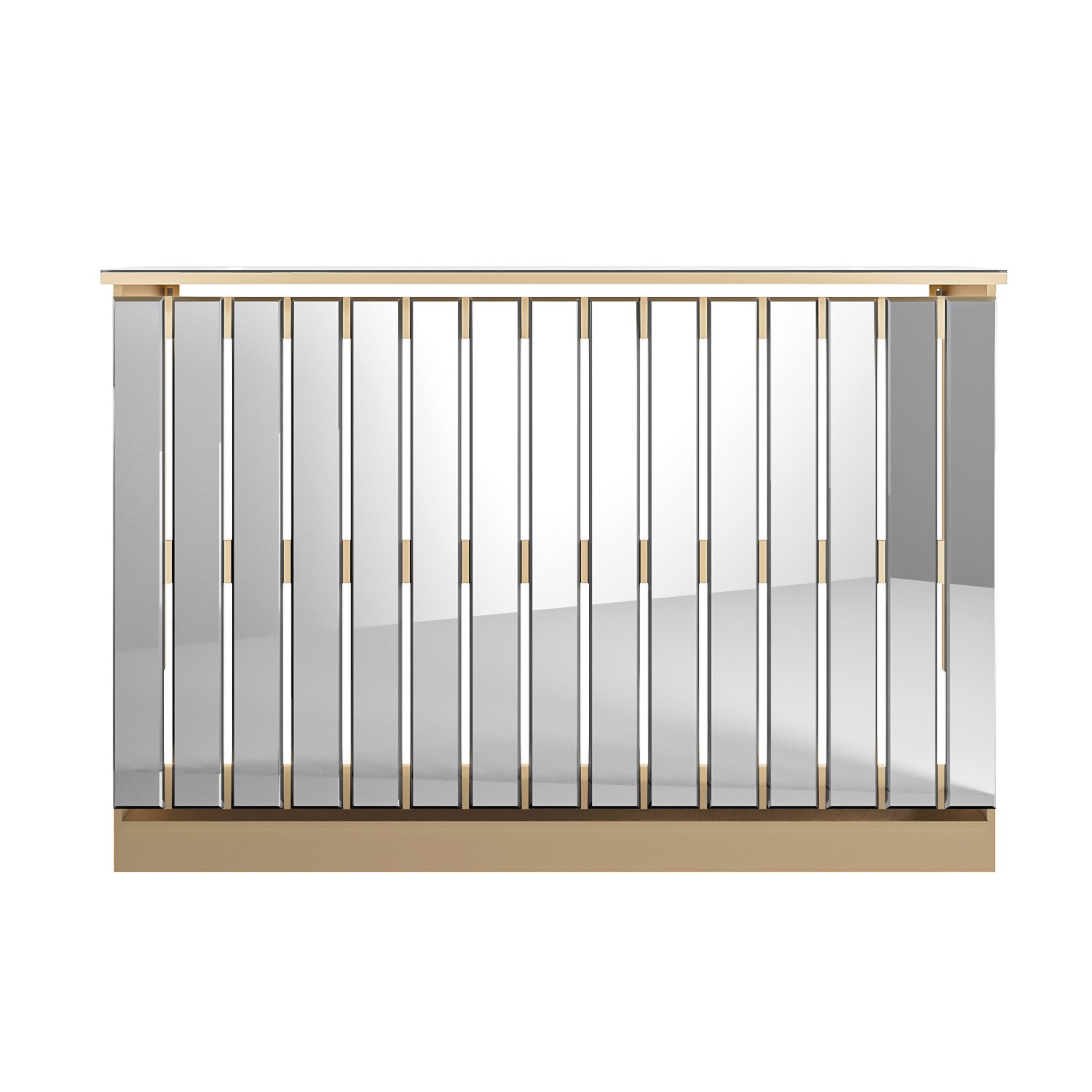 Narrow Mirrored Radiator Cover with Gold Detail - 124cm - Sophia ...