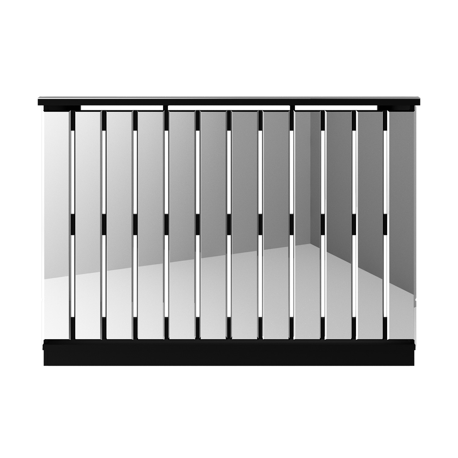 Narrow Mirrored Radiator Cover with Black Detail - 111cm - Sophia ...