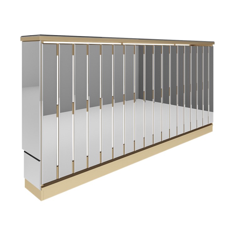 Narrow Mirrored Radiator Cover with Gold Detail - 152cm - Sophia ...