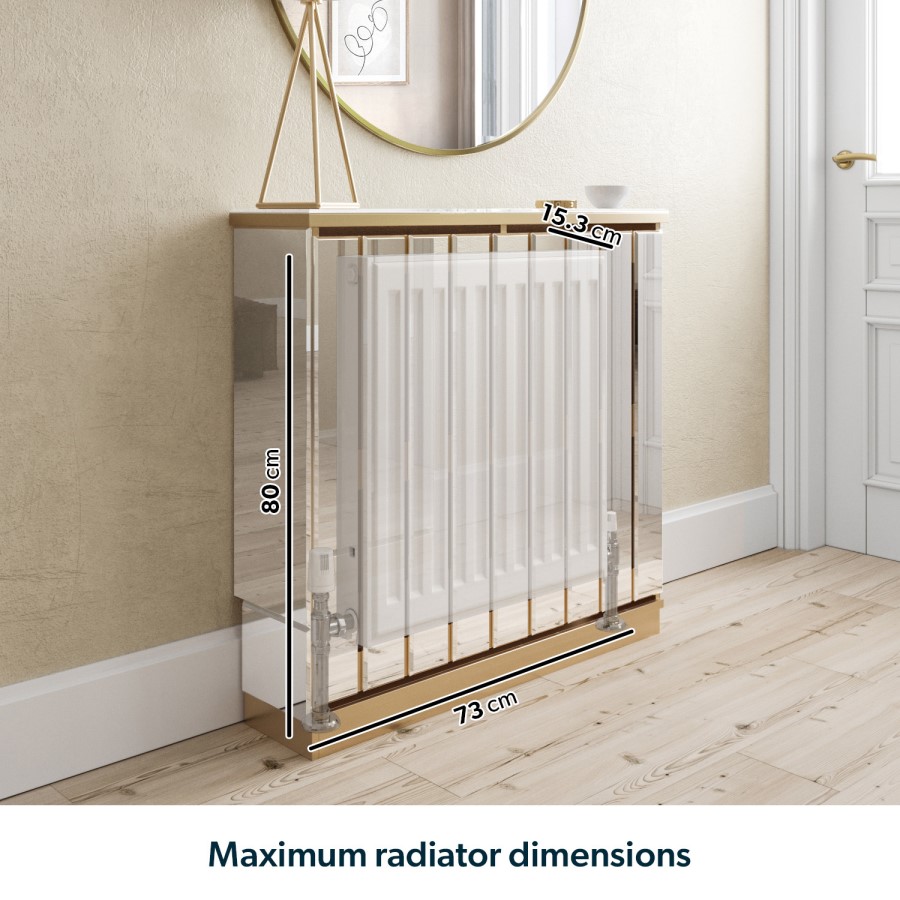 Narrow Mirrored Radiator Cover with Gold Detail - 78cm - Sophia ...