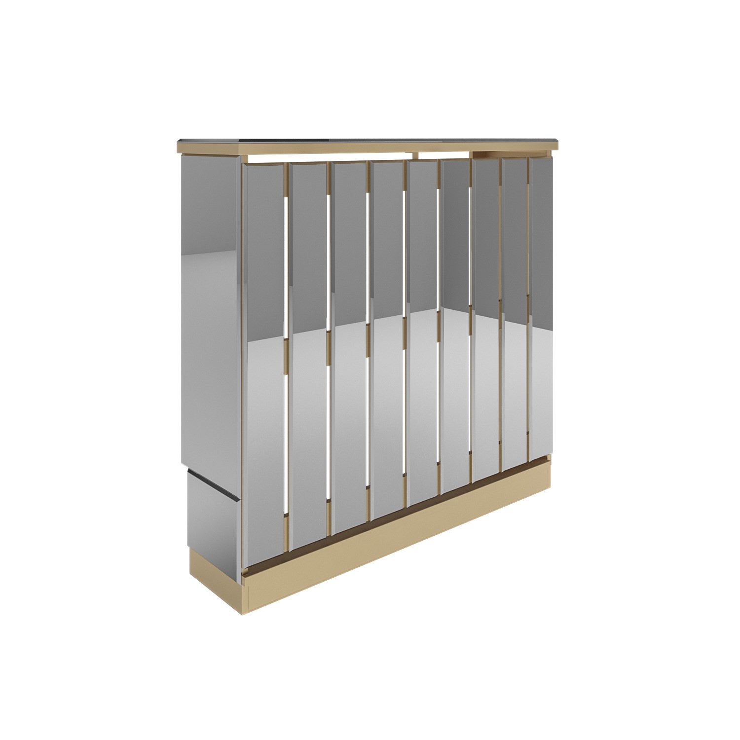 Narrow Mirrored Radiator Cover with Gold Detail - 78cm - Sophia ...