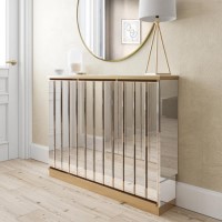 Narrow Mirrored Radiator Cover with Gold Detail - 111cm - Sophia